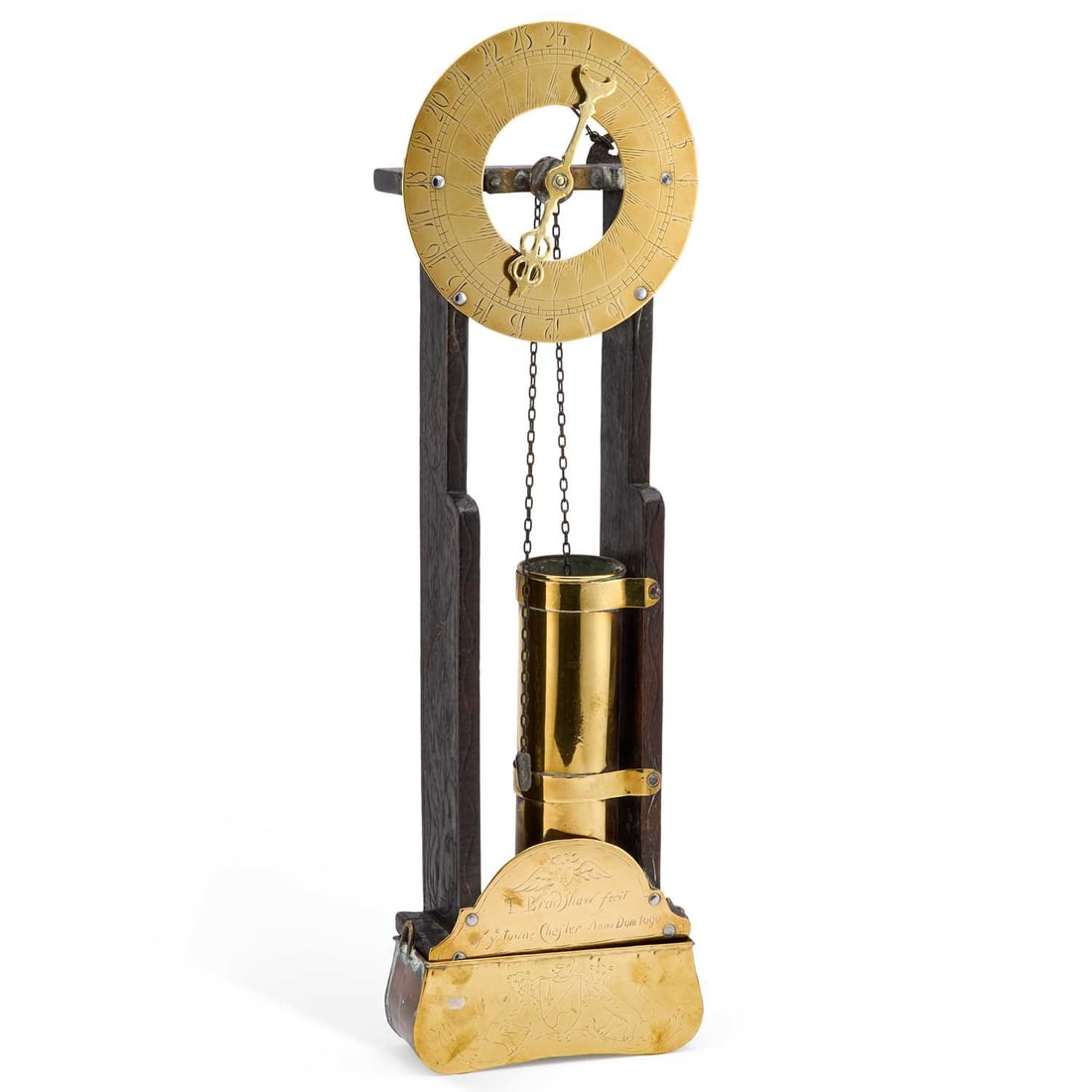 AN OAK AND BRASS WATER CLOCK (1 of 1)