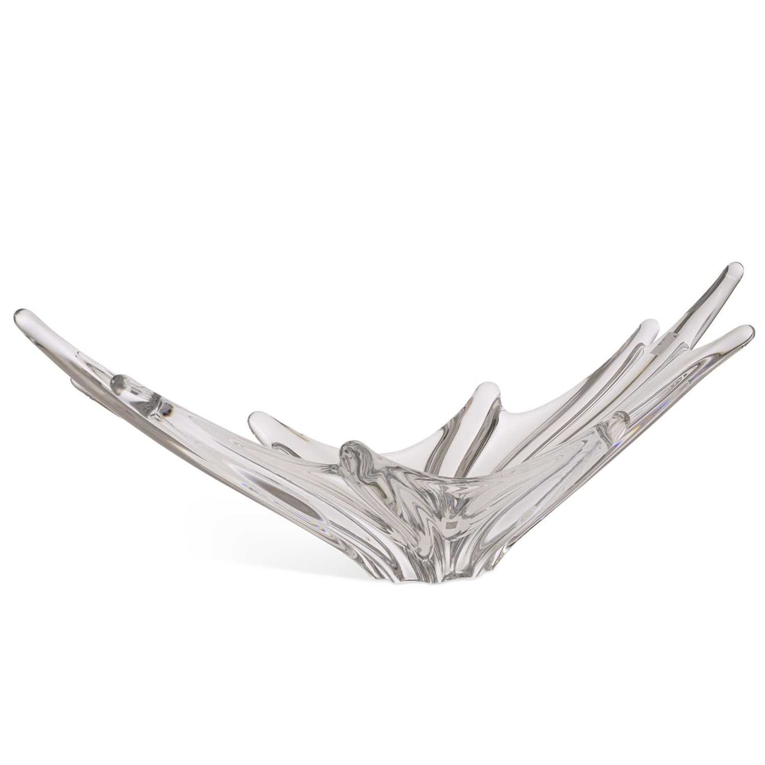 A 20TH CENTURY BACCARAT GLASS 'SPLASH' DISH: A 20TH CENTURY BACCARAT GLASS 'SPLASH' DISH the clear glass bowl formed as a large splash. 64.5cm wide