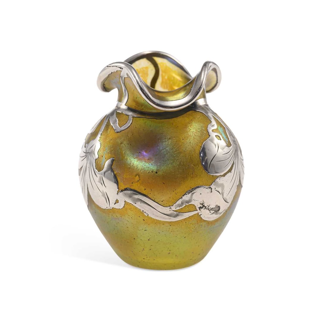 A LOETZ SILVER OVERLAID GLASS VASE CIRCA 1900 (1 of 4)
