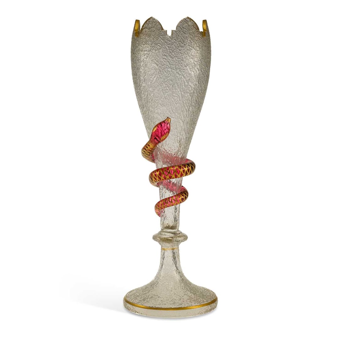 A BOHEMIAN CRACKLE GLASS VASE CIRCA 1900 (1 of 3)