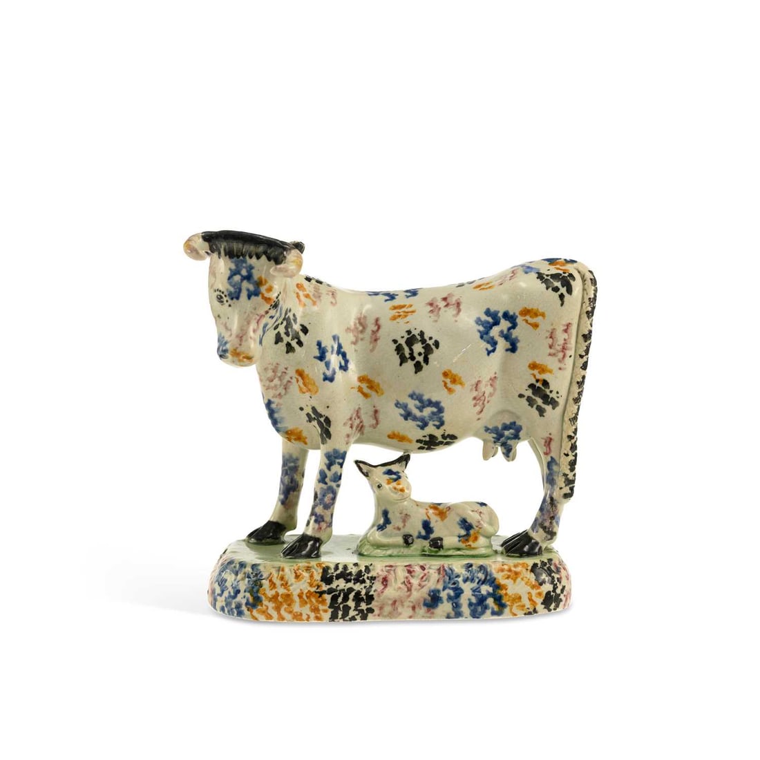 A YORKSHIRE PRATTWARE COW GROUP CIRCA 1830 (1 of 2)