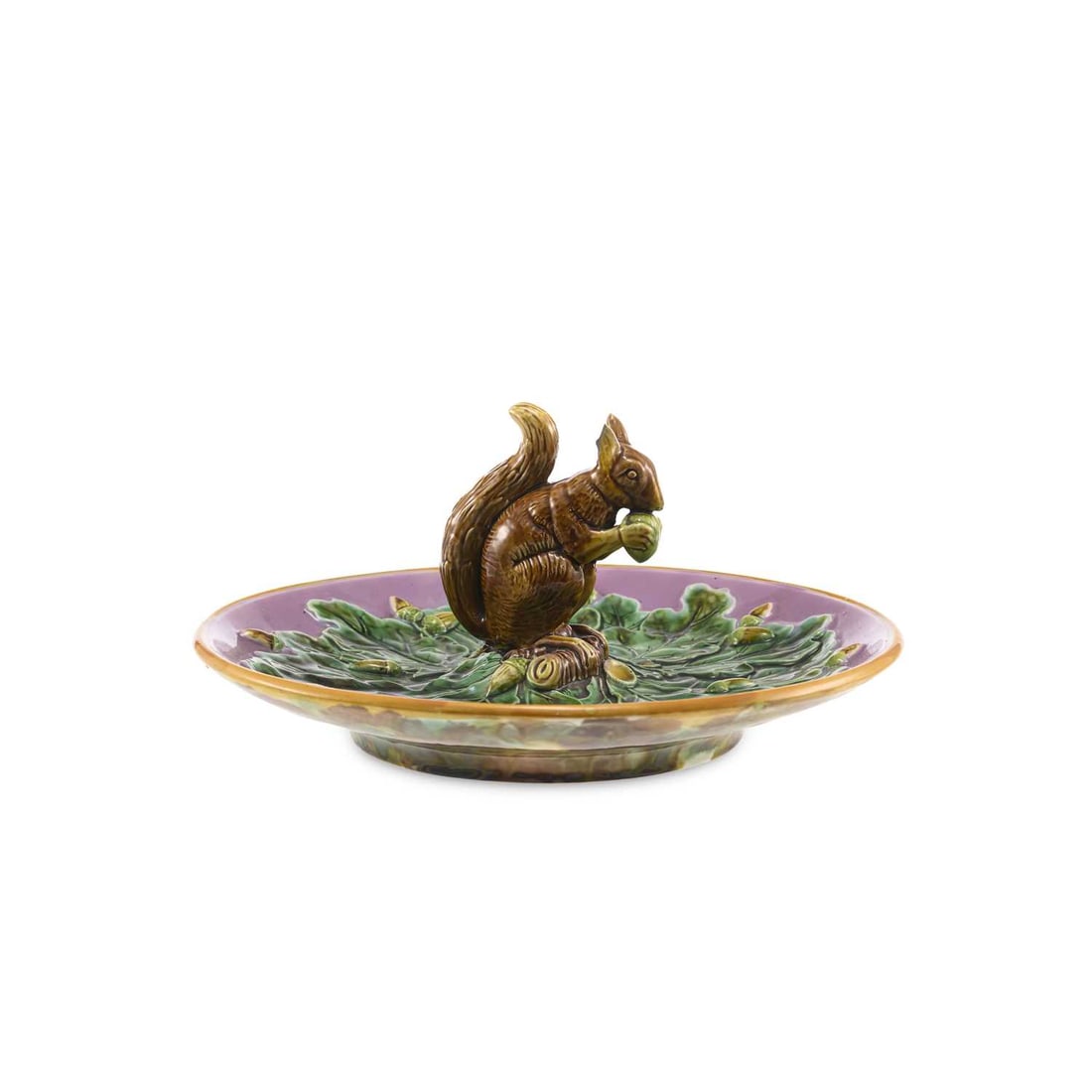 A GEORGE JONES MAJOLICA SQUIRREL DISH CIRCA 1870 (1 of 2)
