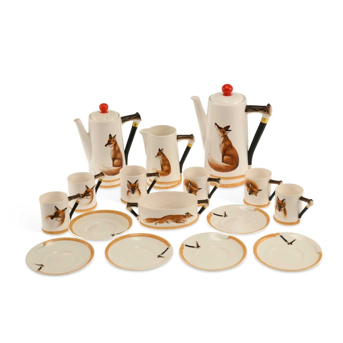 A ROYAL DOULTON 'REYNARD THE FOX' COFFEE SERVICE CIRCA 1930 (1 of 2)
