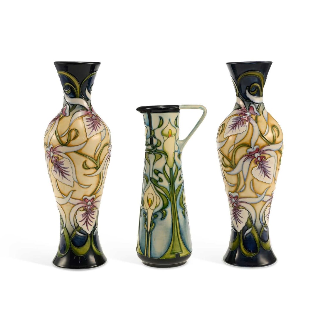 THREE PIECES OF MOORCROFT POTTERY DATED 2001 (1 of 3)