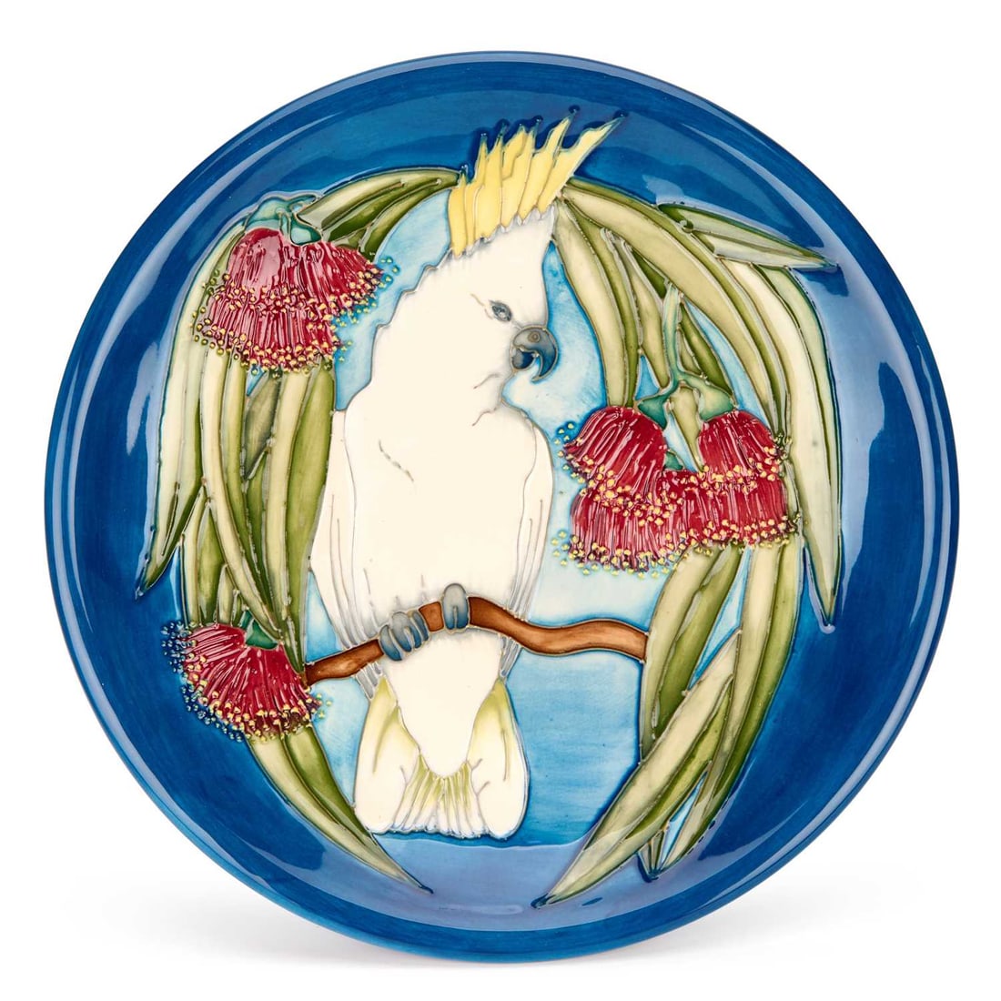 A MOORCROFT LIMITED EDITION PLATE SULPHUR CRESTED COCKATOO (1 of 4)