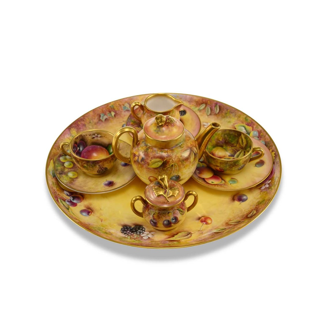 A ROYAL WORCESTER FRUIT MINIATURE TEA SERVICE 20TH CENTURY (1 of 2)