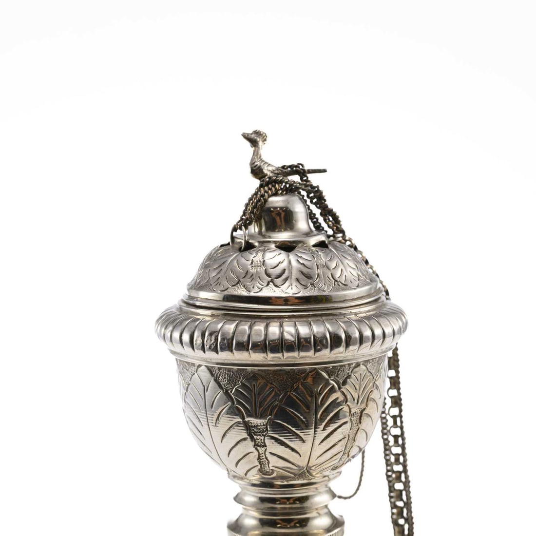 AN INDIAN SILVER HOOKA PIPE - 3
