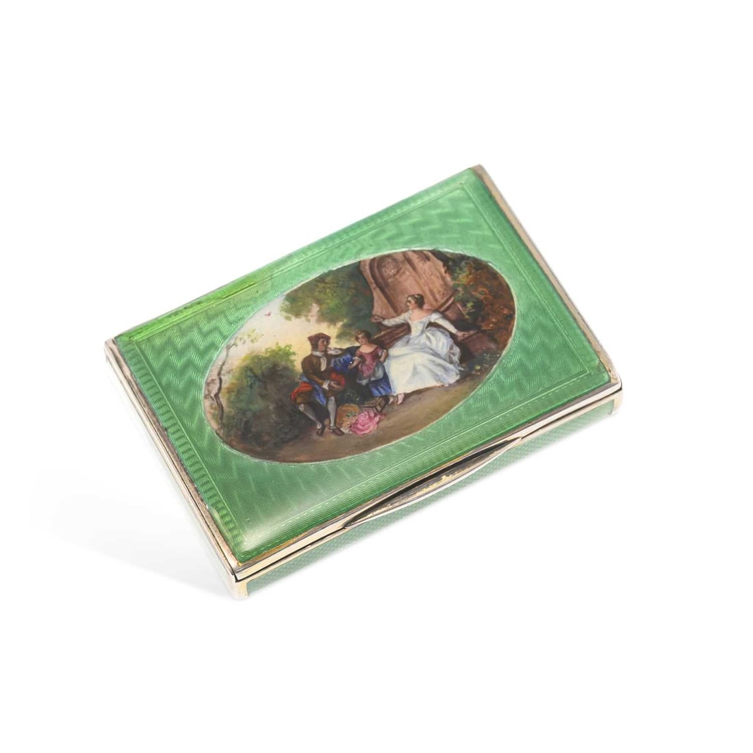 A CONTINETAL SILVER AND ENAMEL CIGARETTE BOX (1 of 3)