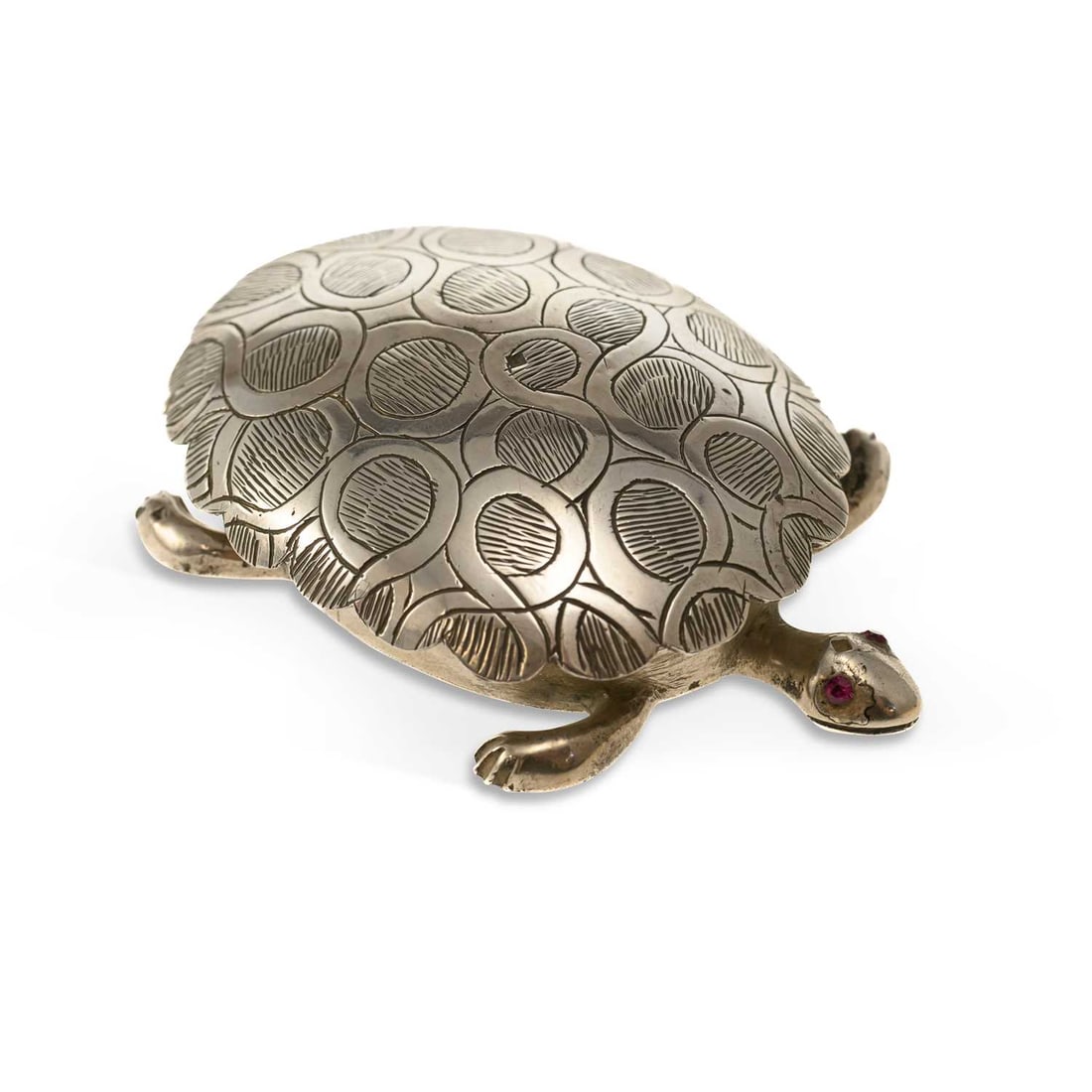 A CONTINENTAL NOVELTY SILVER TRINKET BOX IN THE FORM OF A TORTOISE (1 of 1)
