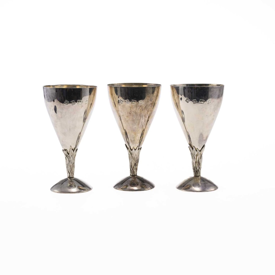 THREE ELIZABETH II SILVER GOBLETS - 2