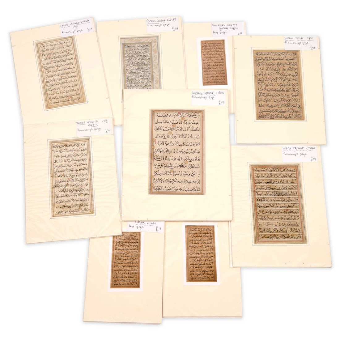 A GROUP OF INDIAN AND PERSIAN SCHOOL MINIATURE KORAN PAGES 17TH-19TH CENTURY (1 of 1)