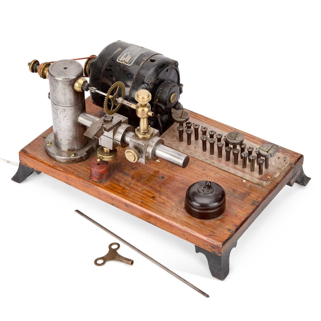 A VINTAGE WATCHMAKERS WHEEL CUTTING ENGINE CIRCA 1900: A VINTAGE WATCHMAKERS WHEEL CUTTING ENGINE CIRCA 1900 signed Bodine Electric Company Chicago. 36.5cm long Item has not been tested and is sold as seen.