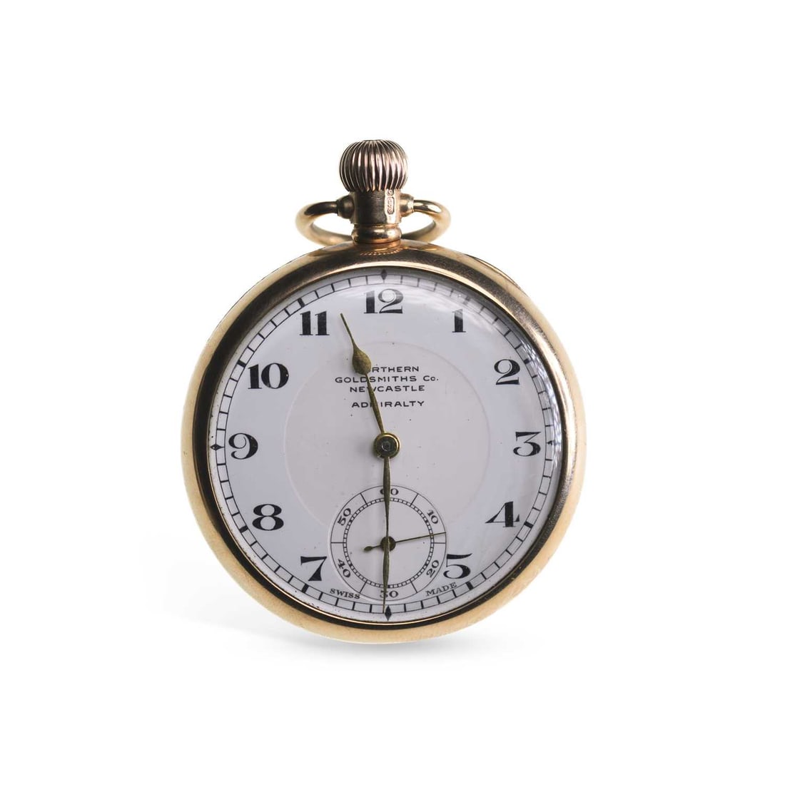 A 9CT GOLD NORTHERN GOLDSMITHS OPEN FACE POCKET WATCH (1 of 3)