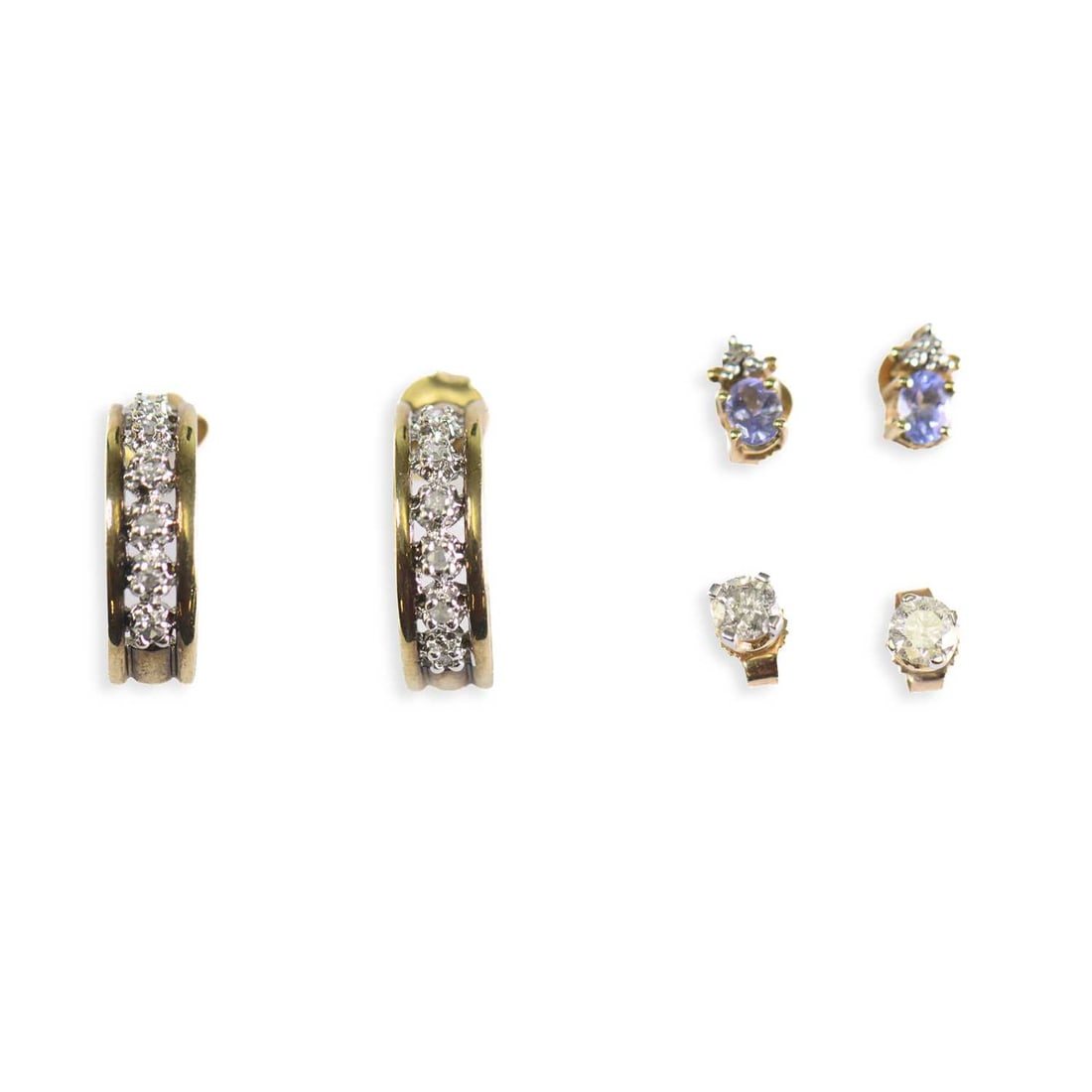 THREE PAIRS OF 9 CARAT GOLD GEM-SET EARRINGS (1 of 1)
