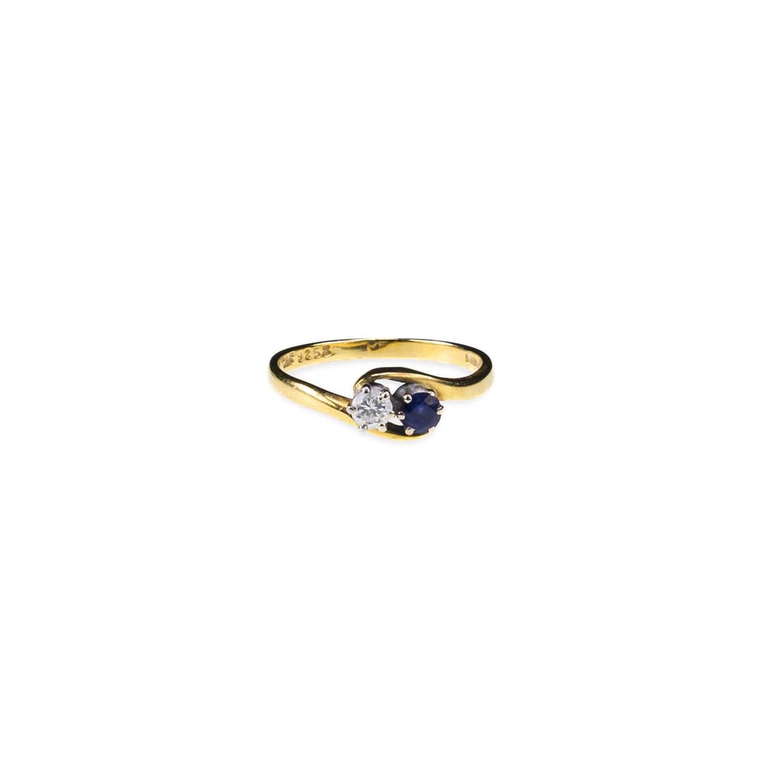 AN 18 CARAT GOLD SAPPHIRE AND DIAMOND TOI ET MOI RING (1 of 2)