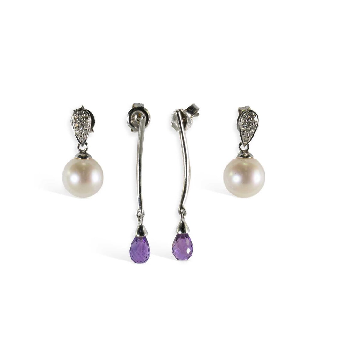 TWO PAIRS OF GEM-SET EARRINGS (1 of 1)