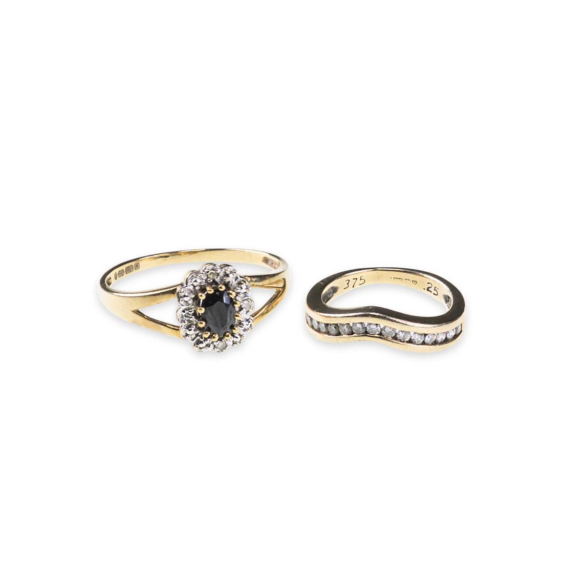 TWO 9 CARAT GOLD GEM-SET RINGS (1 of 1)