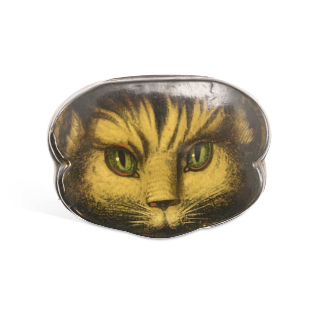 AN ENGLISH LACQUERED CAT SNUFF BOX CIRCA 1830 (1 of 2)