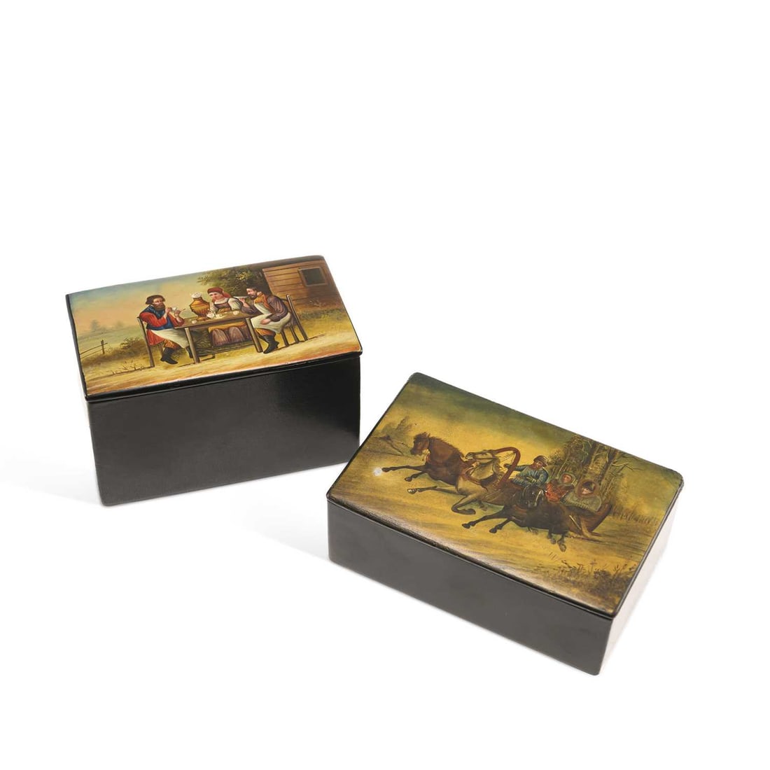 TWO RUSSIAN LACQUERED BOXES (1 of 4)