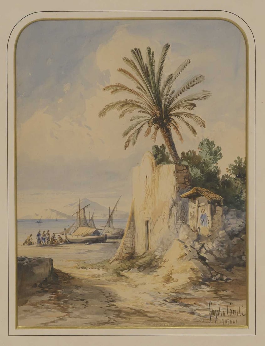 CONSALVO CARELLI (ITALIAN 1818-1900) A PAIR OF VIEWS: NAPLES AND NAPOLI: CONSALVO CARELLI (ITALIAN 1818-1900) A PAIR OF VIEWS: NAPLES AND NAPOLI Both signed and titled Watercolour Provenance: Christies stencil verso no. 3I3PZ. Private Collection, North Yorkshire (31cm x 23
