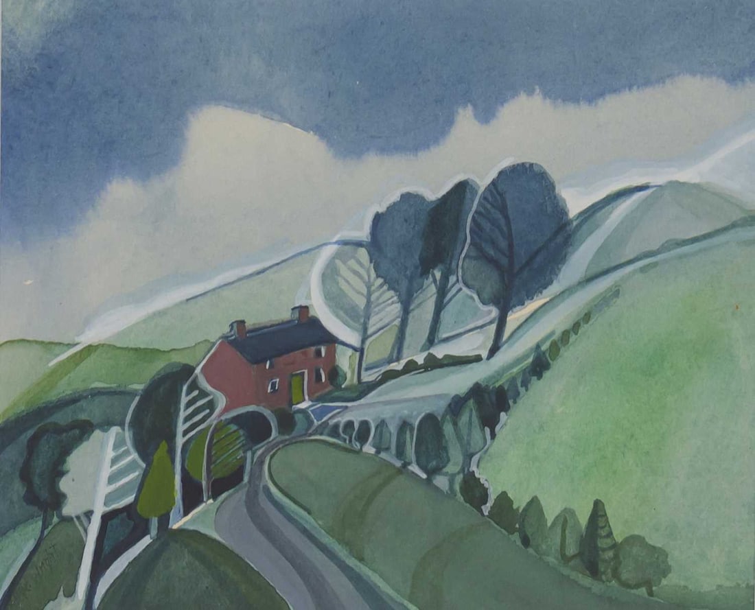 ‡ V BRIGID WRIGHT (1939-2000) HILLSIDE COTTAGE (1 of 2)