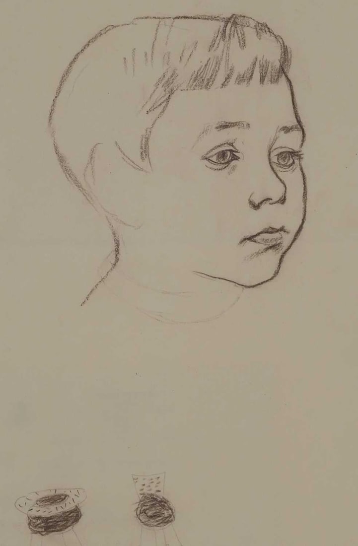 ‡ ROBERT SARGENT AUSTIN, RA, PRWS, PRE (1895-1973) HEAD OF A BOY (THE ARTISTS SON ROB): ‡ ROBERT SARGENT AUSTIN, RA, PRWS, PRE (1895-1973) HEAD OF A BOY (THE ARTISTS SON ROB) Studio stamp verso Crayon on paper Unframed Provenance: With Chris Beetles Gallery (45.5cm x 29cm)