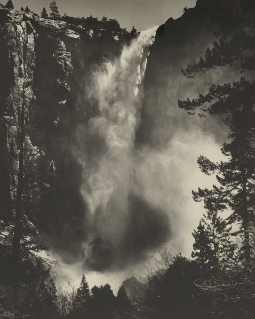 AFTER ANSEL ADAMS (AMERICAN 1902-1984) TWO LARGE PHOTOGRAPHIC PRINTS: 'BRIDALVEIL FALLS' AND (1 of 4)