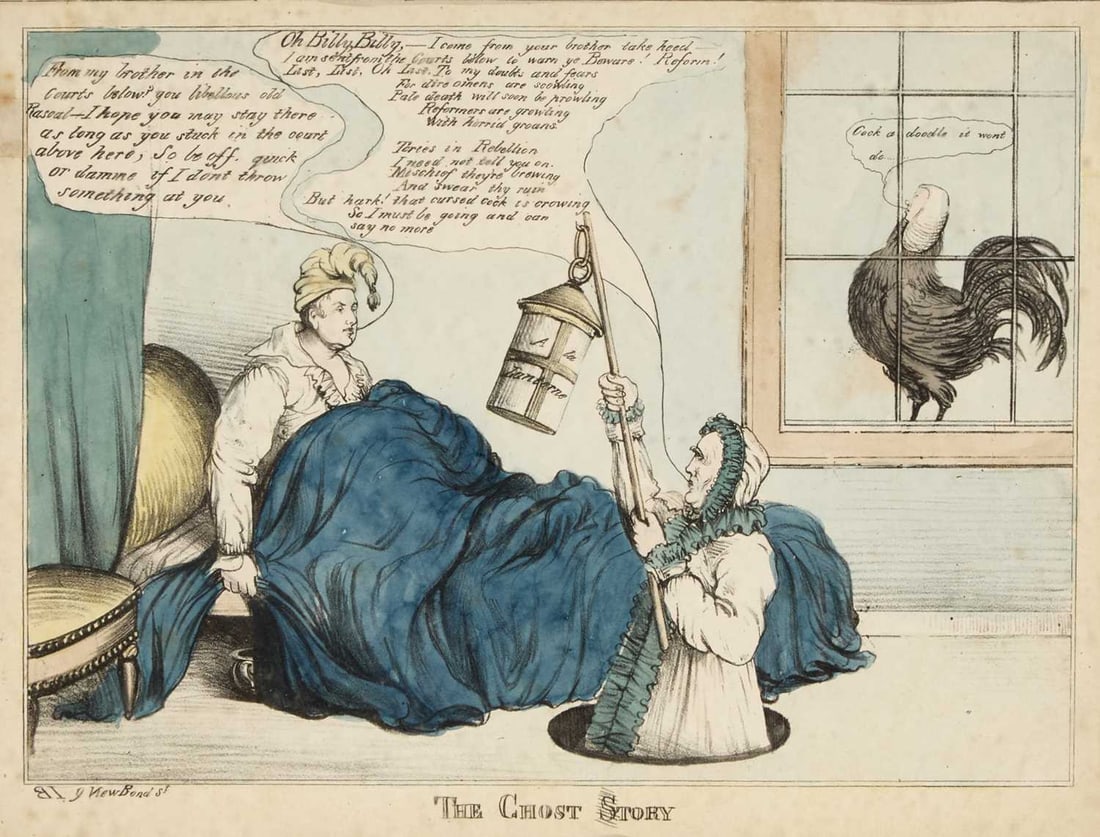 LATE 18TH CENTURY ENGLISH SCHOOL THE GHOST STORY: LATE 18TH CENTURY ENGLISH SCHOOL THE GHOST STORY Published by Richard Newton, 9 New Bond Street, London Colour print (24cm x 31cm)
