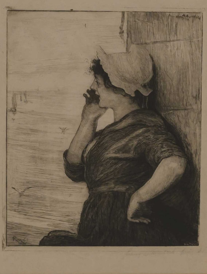 ROBERT WALKER MACBETH RA (1848-1910) THE FISHERMAN'S WIFE: ROBERT WALKER MACBETH RA (1848-1910) THE FISHERMAN'S WIFE Signed in pencil. Published 1867. Etching Sold together with another work by the artist: 'Coming from St Ives'. Signed, numbered 27 and titled
