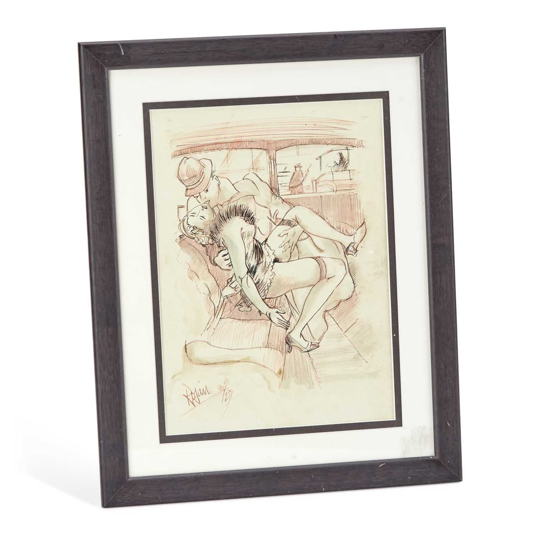 ‡ FEODOR STEPANOVICH ROJAN ROJANKOVSKY (RUSSIAN 1891-1970) EROTIC SKETCH: ‡ FEODOR STEPANOVICH ROJAN ROJANKOVSKY (RUSSIAN 1891-1970) EROTIC SKETCH Signed 'Rojan' Paris and dated 1957 Red and black pen and ink (26cm x 19cm)