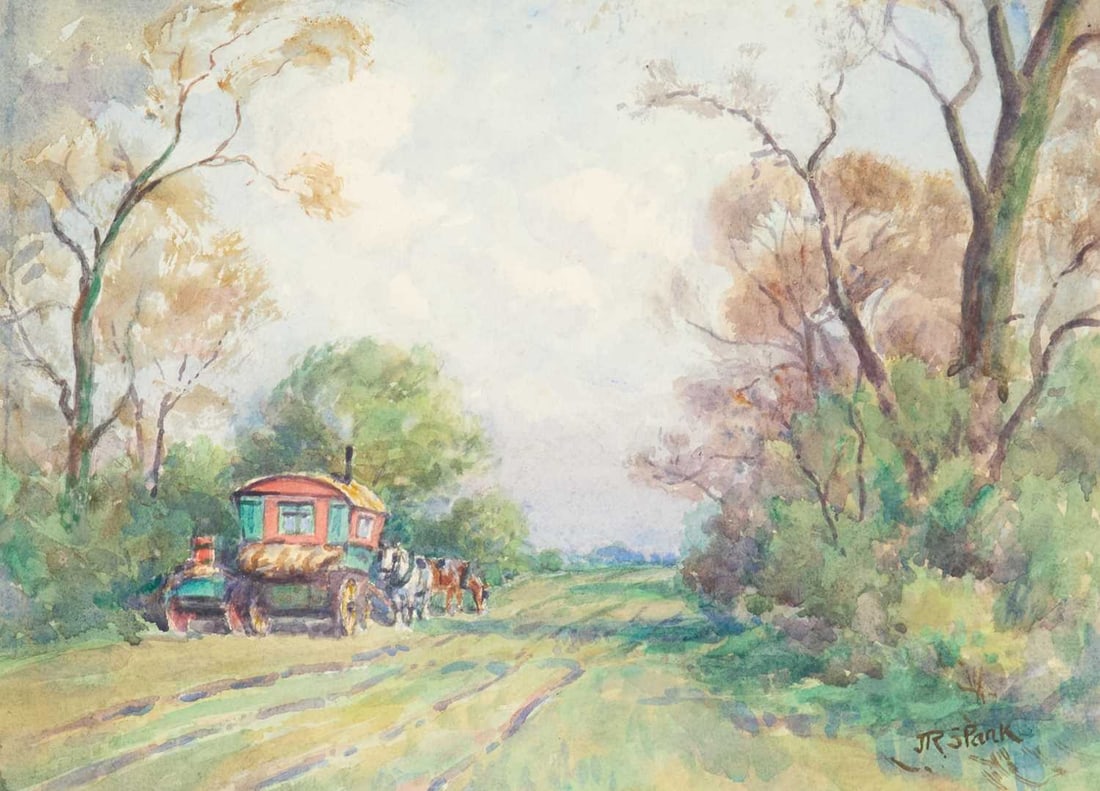 JRS PARK (19TH/20TH CENTURY) CARAVAN ON A COUNTRY TRACK (1 of 3)