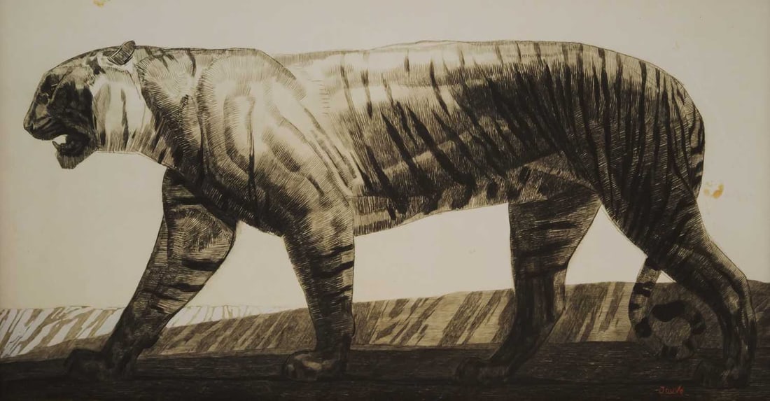 ‡ V AFTER PAUL JOUVE (FRENCH 1878-1973) A TIGER (1 of 2)