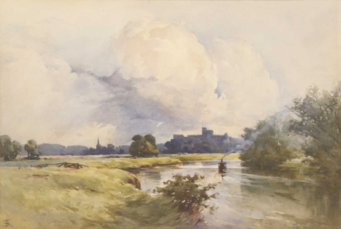 MYLES BIRKET FOSTER (1825-1899) THAMES AT WINDSOR, THE CASTLE BEYOND: MYLES BIRKET FOSTER (1825-1899) THAMES AT WINDSOR, THE CASTLE BEYOND Signed with initials Watercolour (17cm x 25cm)