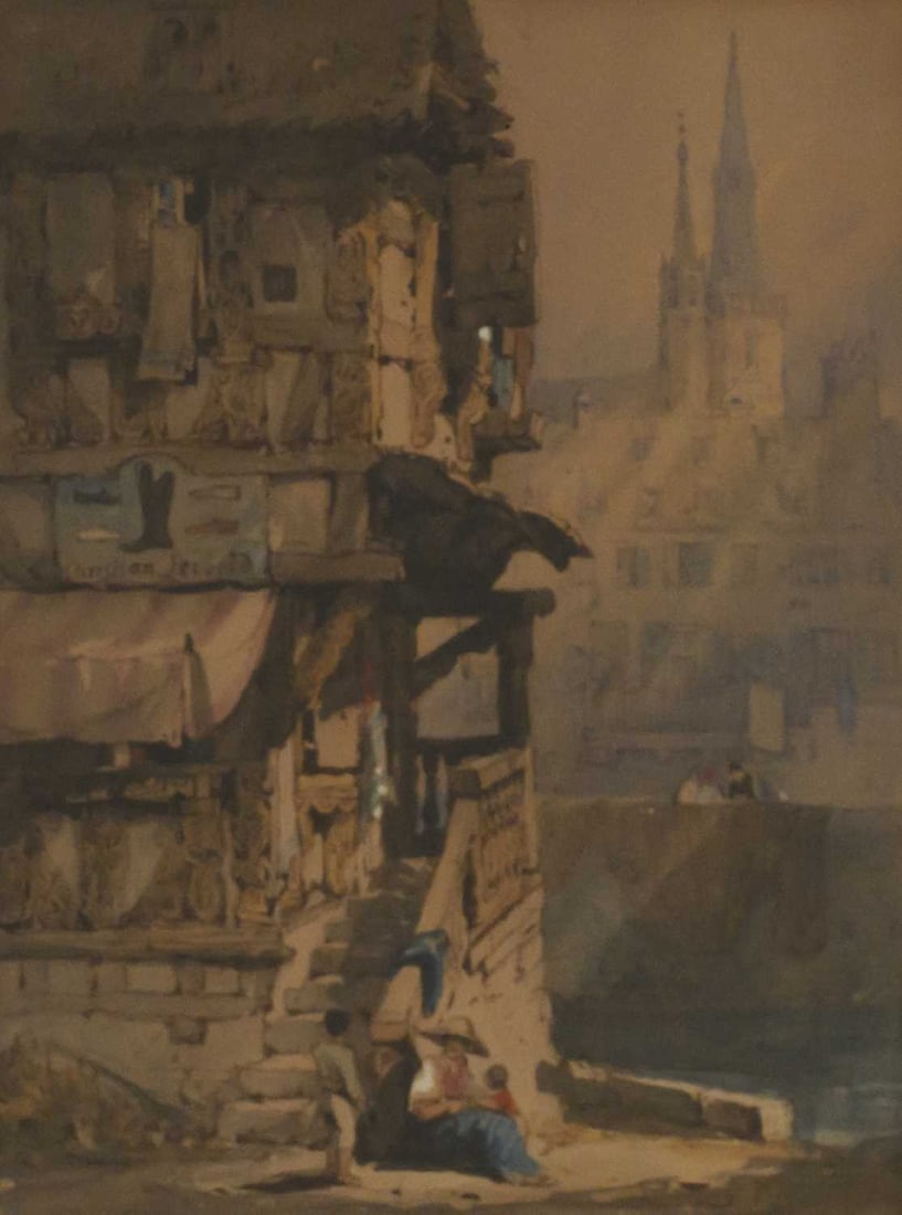 SAMUEL PROUT (1783-1852) STRASBOURG: SAMUEL PROUT (1783-1852) STRASBOURG Watercolour heightened with white Provenance: With Thomas Agnew & Sons Ltd, inventory number 17046 (label verso) Private Collection, North Yorkshire (21.5cm x 1