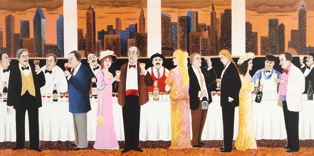 AFTER GUY BUFFET (BORN 1943) WINE TASTING LIMITED EDITION PRINT (1 of 2)