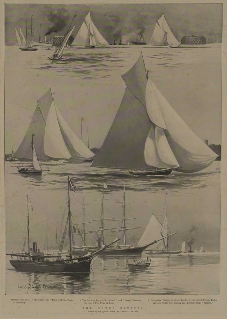 AFTER CHARLES JOHN DE LACY (1856-1929) TWO COWES REGATTA PRINTS (1 of 4)