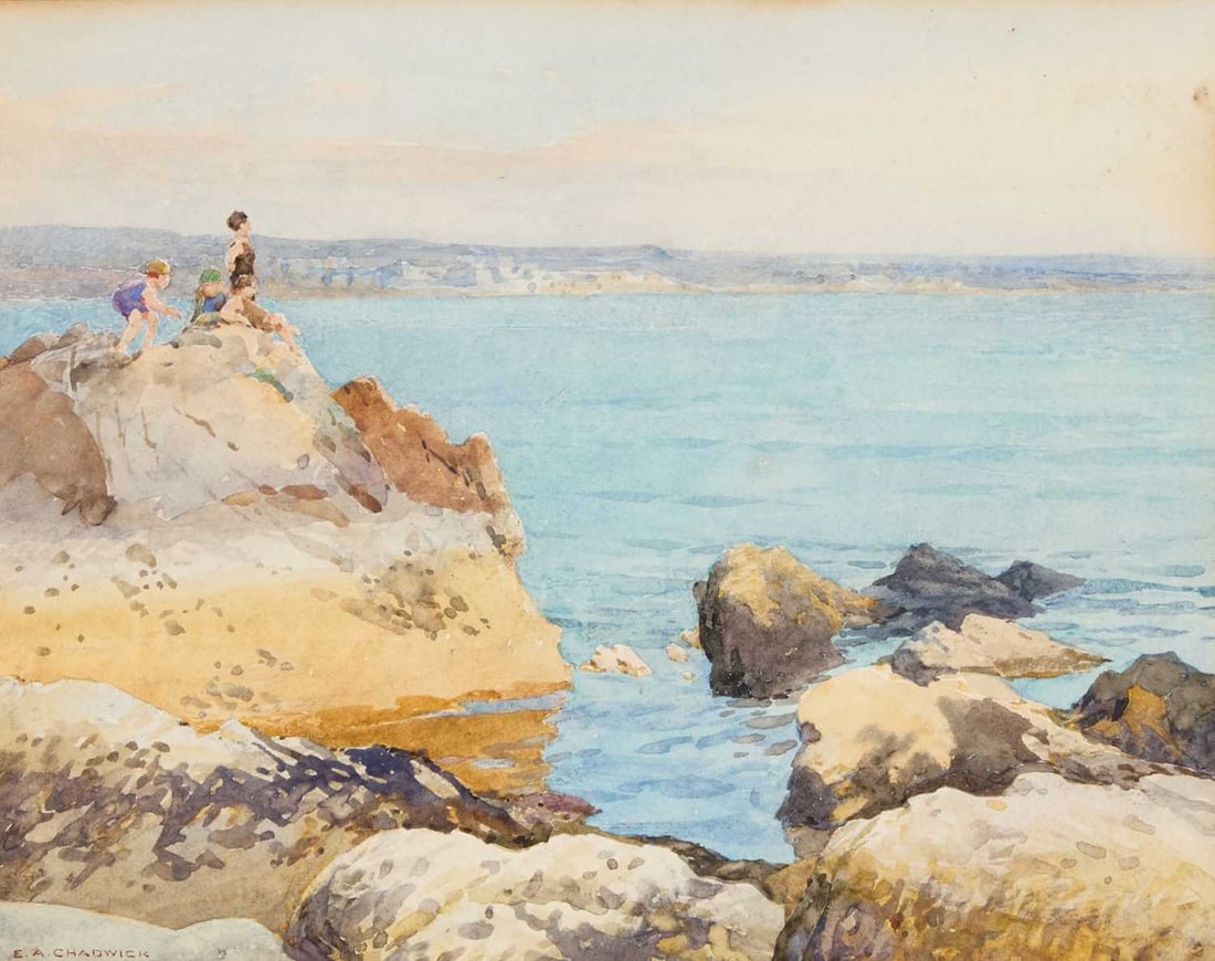 ERNEST ALBERT CHADWICK (1876-1955) CHILDREN ON THE COAST (1 of 2)