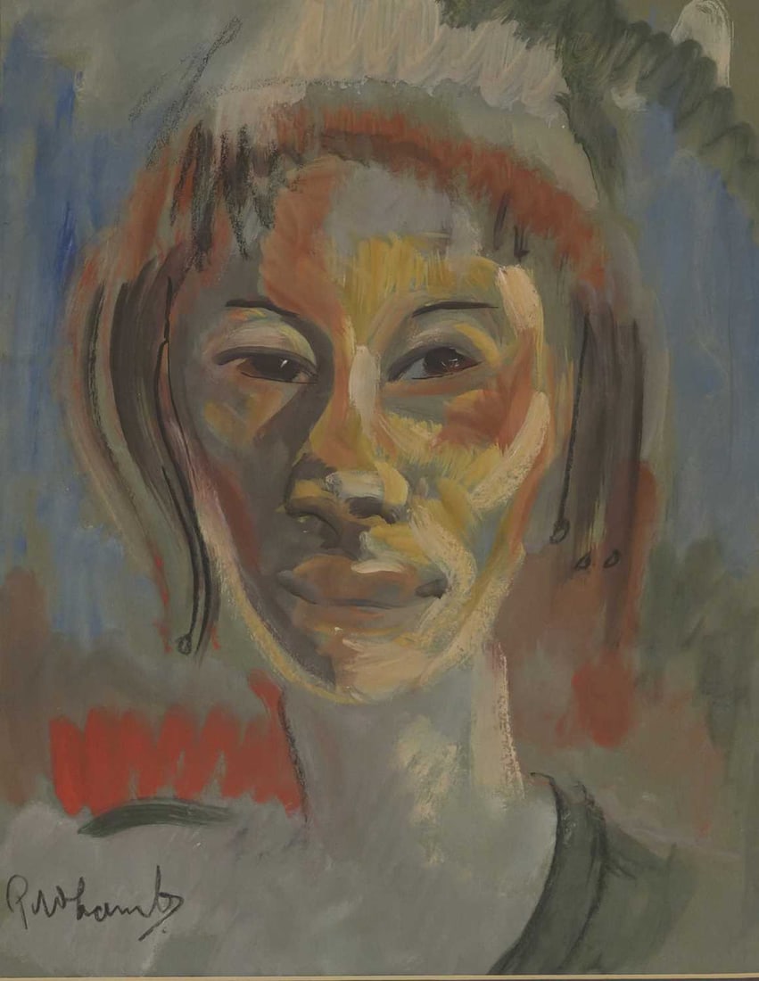 V PERCIVAL WILLIAM LAMB (RHODESIAN/ ZIMBABWEAN 1905-1963) PORTRAIT OF A LADY: V PERCIVAL WILLIAM LAMB (RHODESIAN/ ZIMBABWEAN 1905-1963) PORTRAIT OF A LADY Signed Mixed media on paper Provenance: Purchased by the current owner at Gallery Ann, Botswana (label verso) (33.5cm x 24.