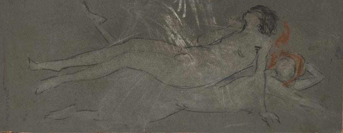 WARREN DAVIS (AMERICAN 1865-1928) TWO NUDE STUDIES: WARREN DAVIS (AMERICAN 1865-1928) TWO NUDE STUDIES Both signed Charcoal and chalk on paper Unframed (29.5cm x 16.5cm (mounted picture))