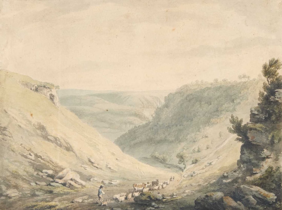 ATTRIBUTED TO THOMAS ROWLANDSON (1756-1827) VIEW ON RICHMOND MOOR, YORKSHIRE (1 of 2)