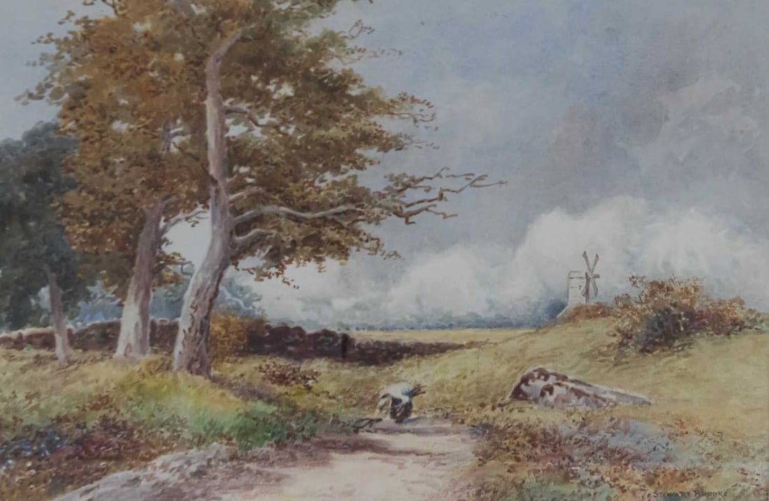 STEWART BROOKE (EARLY 20TH CENTURY) THE EDGE OF THE WOOD NEAR BEAUCHIEF, YORKSHIRE: STEWART BROOKE (EARLY 20TH CENTURY) THE EDGE OF THE WOOD NEAR BEAUCHIEF, YORKSHIRE Signed Watercolour (25cm x 35cm)