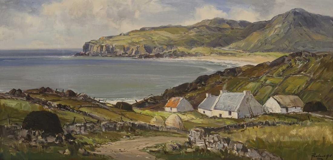 ‡ V ROWLAND HILL ARUA (IRISH 1915-1979) DONEGAL COASTAL SCENE (1 of 2)