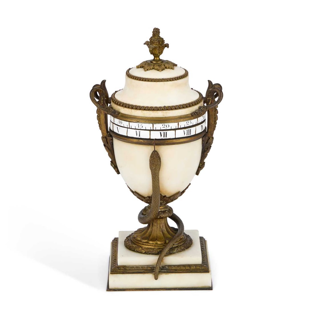 A FRENCH WHITE MARBLE AND ORMOLU ANNULAR DIAL CLOCK (1 of 5)