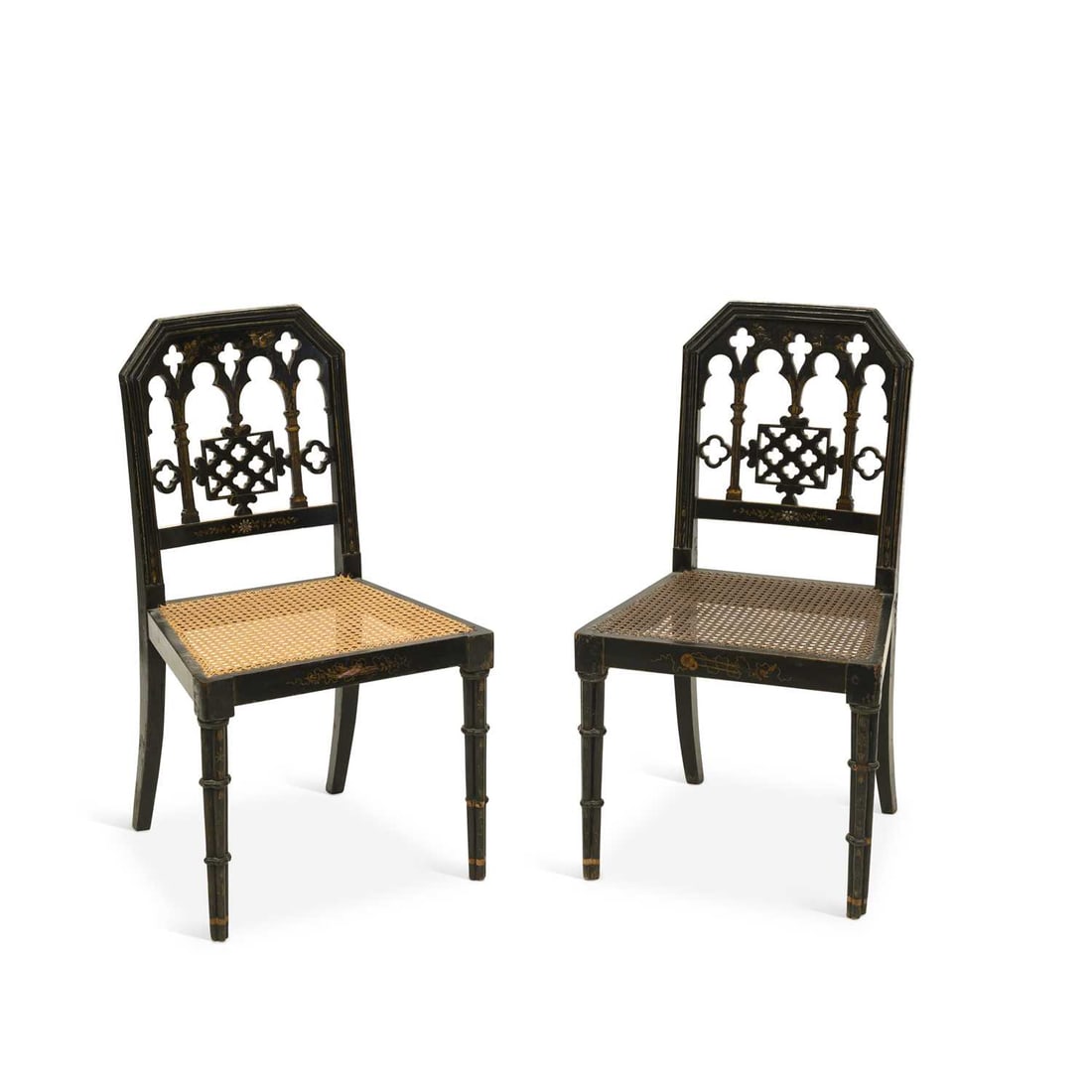 A PAIR OF 19TH CENTURY CHINOISERIE LACQUER SIDE CHAIRS (1 of 1)