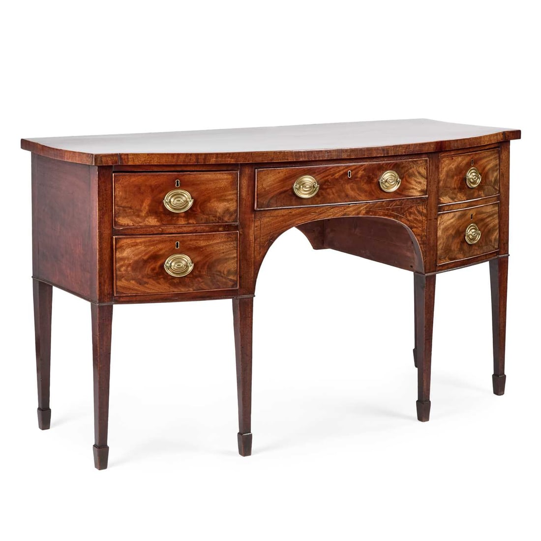 A FINE GEORGE III SHERATON PERIOD MAHOGANY BOW-FRONT SIDEBOARD (1 of 1)