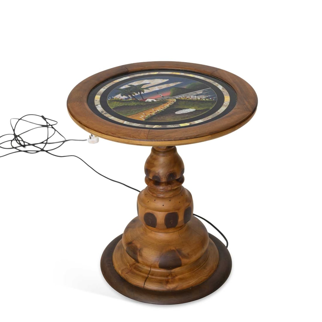 A 20TH CENTURY ILLUMINATED OCCASIONAL TABLE SIGNED SANTOS BRASIL (1 of 2)