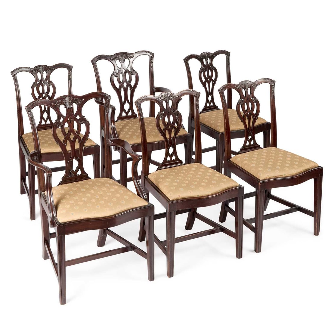 A SET OF SIX CHIPPENDALE REVIVAL MAHOGANY DINING CHAIRS LATE 19TH CENTURY (1 of 1)