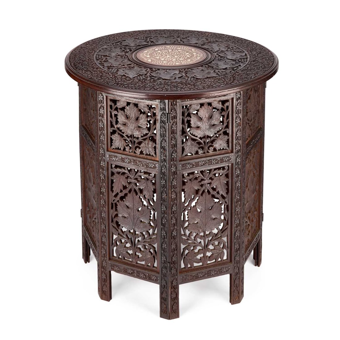 A CARVED WOOD INDIAN TABLE CIRCA 1900 (1 of 1)