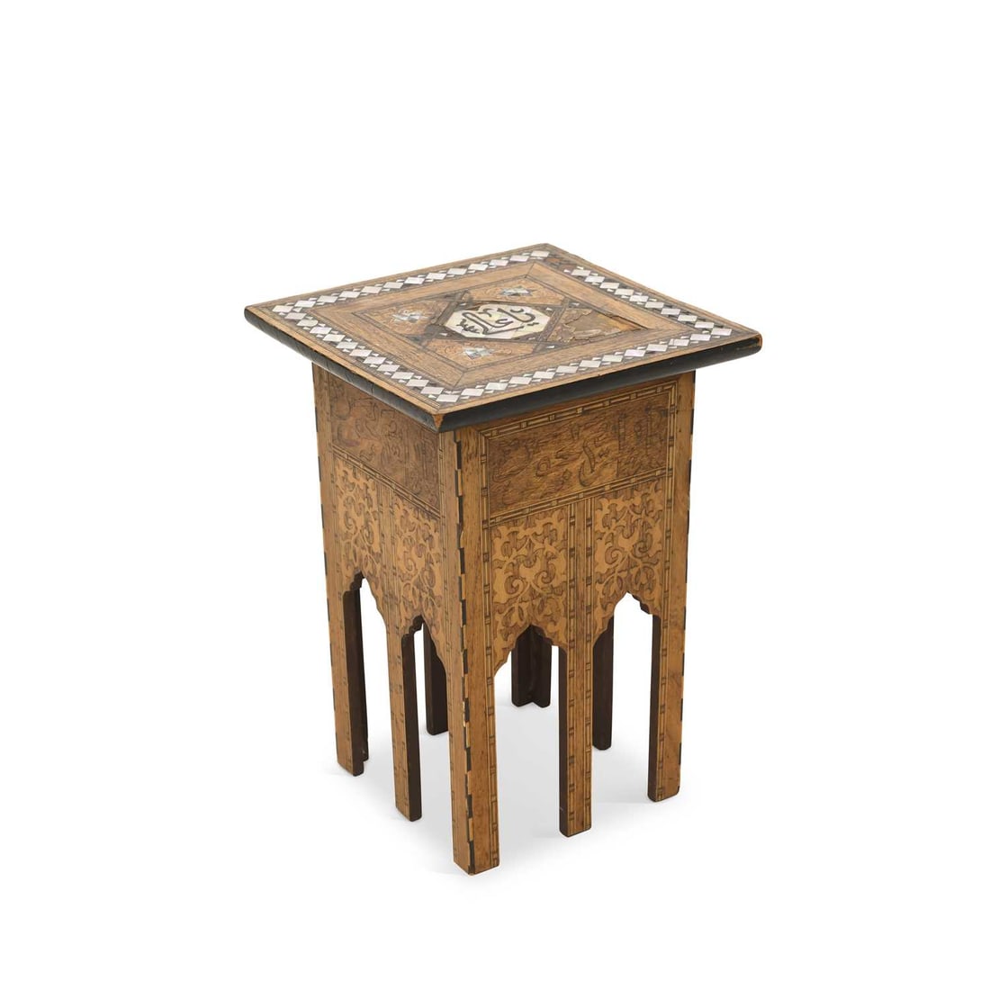 A LATE 19TH CENTURY SYRIAN MOTHER-OF-PEARL AND INLAID OCCASIONAL TABLE (1 of 2)