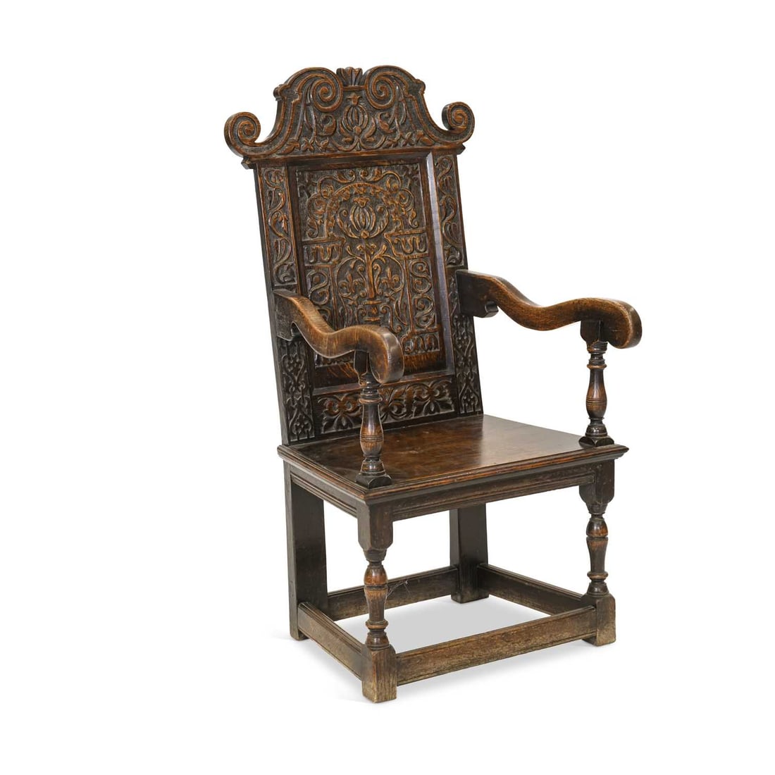 A 17TH CENTURY STYLE CARVED OAK WAINSCOT CHAIR 19TH CENTURY (1 of 1)